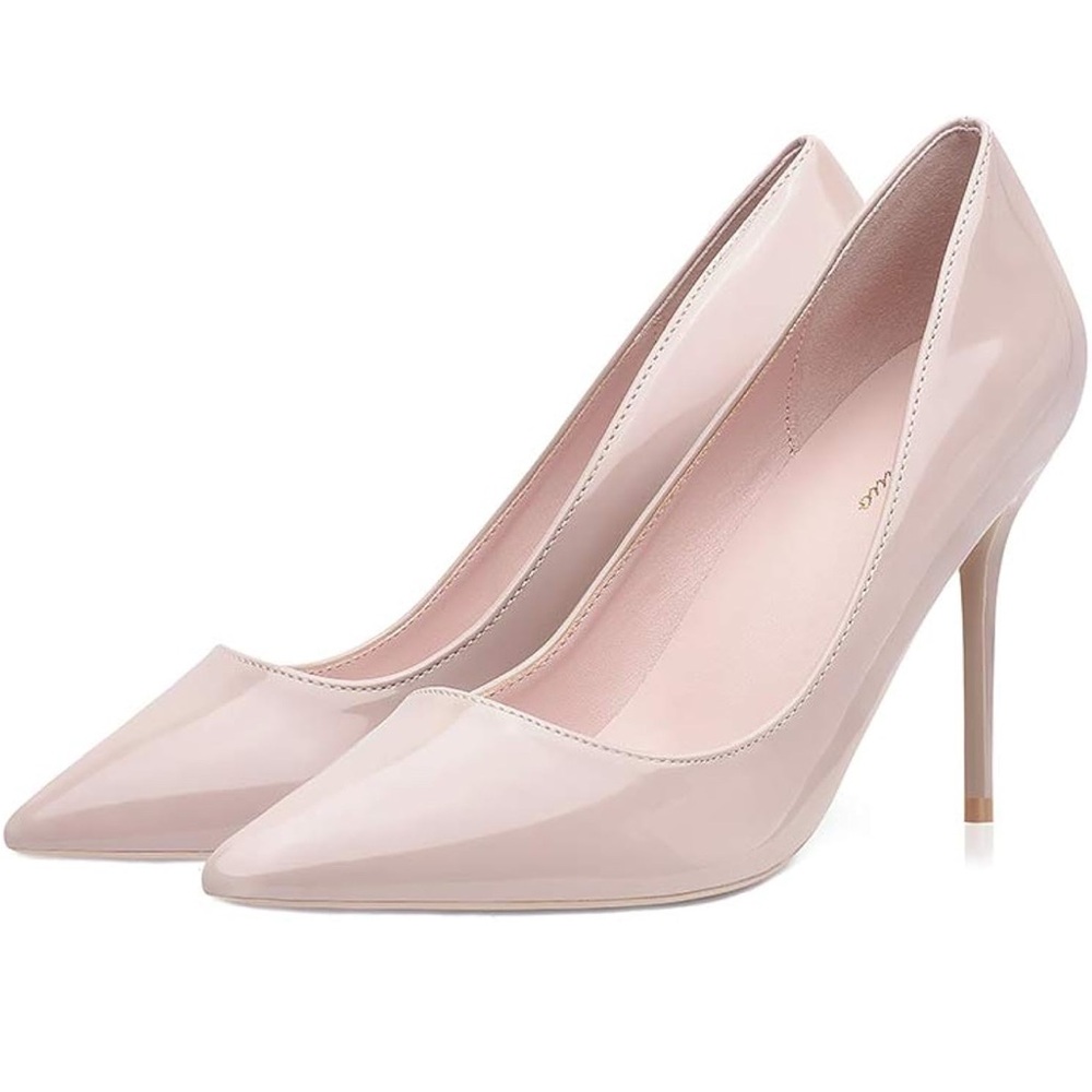 Elegant Nude Patent Leather Pumps